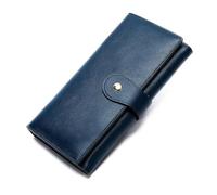 ZHCHAO Cartera de Cuero Genuino, Bolso de Tarjeta antimagnético con múltiples Ranuras for Mujer, Bolso de Mano de Piel de Vaca de Capa Superior de Moda for Mujer(BLU)