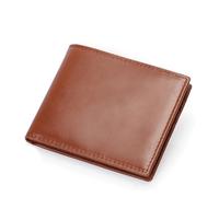 ZHCHAO Cartera de Hombre de Cuero Crazy Horse de Capa Superior, Bolso de Tarjeta Corto con Clip for Dinero Vintage de Dos Pliegues(Brown)