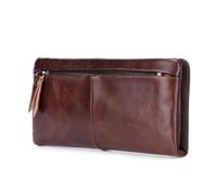 ZHCHAO Cartera de Hombre de Cuero Genuino, Bolso Largo de Negocios y Ocio, Cartera de Piel de Vaca con múltiples Tarjetas, Bolso Retro for Hombre(Rosso)