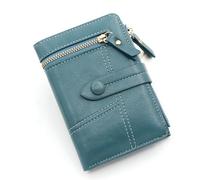 ZHCHAO Cartera de Piel sintética con Clip y Cremallera for Mujer, Cartera Corta con Fragancia pequeña Japonesa(BLU)