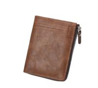 ZHCHAO Cartera for Hombre con Cremallera y múltiples Ranuras, Clip Corto for Dinero, Clip for Dinero Vintage, Bolso Corto for Tarjetas(Brown)
