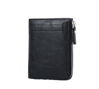 ZHCHAO Cartera for Hombre con Cremallera y múltiples Ranuras, Clip Corto for Dinero, Clip for Dinero Vintage, Bolso Corto for Tarjetas(Svart)