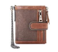ZHCHAO Cartera for Hombre con múltiples Tarjetas y Clip for Billetes, Cartera con Capa de Cabeza de Empalme(Brown)
