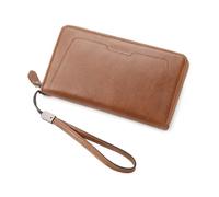 ZHCHAO Cartera Larga de Negocios Vintage de Gran Capacidad con Cremallera y Clip for Billetes(Brass)
