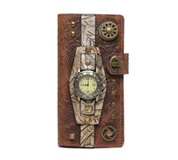 ZHCHAO Cartera larga for mujer Steampunk, cartera de mano de estilo Retro de piel de vaca, Clip Phimon con agarre de mano femenina