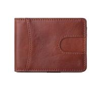 ZHCHAO Cartera multifunción de Primera Capa con múltiples Ranuras for Tarjetas, Cartera Corta de Estilo Retro for Hombre(Brown)