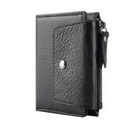 ZHCHAO Cartera Vintage for Hombre de Nivel Superior con Cremallera, Doble Pliegue, Clip for Tarjetas, Monedero(Svart)