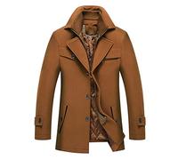 ZHCHAO Chaqueta de Tweed de otoño, Abrigo Largo de Invierno for Hombre, Abrigo de Tweed con Solapa Gruesa de Cuello Doble for Hombre(L)