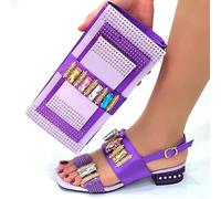 ZHCHAO Conjunto de Bolso de Mano con Sandalias de Punta Cuadrada, Zapatillas con Hebilla, Conjunto de Bolso de Sandalias de Moda de Gran tamaño(40)