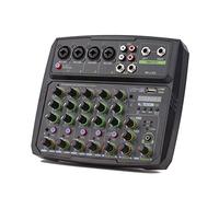 ZHCHAO Consola de mezcla de audio de 6 canales. DIRIGIÓ Pantalla SoundCard incorporada Bt Conexión con 2 bandas. Eq Controlar el control de retardo