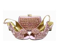 ZHCHAO El Mismo Juego de Bolsas de Zapatos con Diamantes de imitación, Zapatos de Boca de pez, Bolsa de Boda for Cena, tamaño Grande(38 EU)