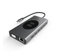ZHCHAO Estación de Acoplamiento 5 en 1 Tipo c Hub Hub USB3.0/RJ45 Gigabit/estación de Acoplamiento de Carga inalámbrica