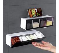 ZHCHAO - Estante de especias montado en la pared para cocina, caja de condimentos, tarro de sal y pimienta, azucarero, caja de especias para utensilios de cocina, herramientas organizadoras (Argento)