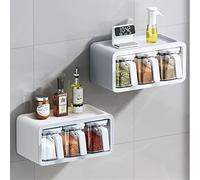 ZHCHAO - Estante de especias para cocina, juego de tarros de especias, organizador de almacenamiento, estante organizador 2 en 1, accesorios de cocina para utensilios de cocina