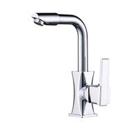 ZHCHAO - Grifo mezclador de cobre para lavabo de baño caliente y frío, una sola manija, cromado, doble agujero, cerámica