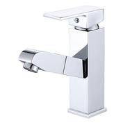 ZHCHAO - Grifo mezclador de lavabo alto sólido para lavabo de baño, grifo mezclador cromado para encimera caliente y fría