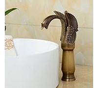 ZHCHAO - Grifo mezclador para lavabo de baño con boquilla de cascada, grifo mezclador de lavabo dorado, cuerpo alto con drenaje
