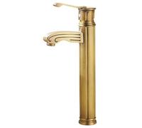 ZHCHAO - Grifo retro de cobre caliente y frío con un solo agujero, red de cascada, piedra de oro rosa, estilo europeo, lavabo alto para baño