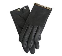 ZHCHAO Guantes de conducción de sección fina para otoño e invierno, modelos para mujer, con cadena de terciopelo, guantes cortos de cuero (M)
