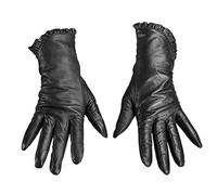ZHCHAO Guantes de cuero para mujer para otoño e invierno, cálidos, con borde de volantes y guantes de dedo (M)