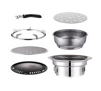 ZHCHAO - Horno de barbacoa de acero inoxidable para cocinar té redondo, horno de camping al aire libre, horno portátil (tamaño: 35-23,5-13,5 cm)