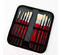 ZHCHAO - Juego de 10 pinceles de pintura de acuarela de nailon al óleo acrílico con funda con cremallera (rosa)
