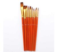 ZHCHAO - Juego de 10 pinceles de pintura de nailon para artista de pelo, acuarela, acrílico, mango de madera, suministros de arte, papelería