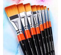 ZHCHAO - Juego de 8 pinceles acrílicos de punta plana para manualidades, pintura al óleo, acuarela, pintura, pincel, fila, suministros de arte