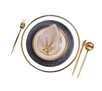 ZHCHAO Juego de cubiertos con diseño de plato occidental con hebilla y hebilla, color negro, decoración de mesa Phnom Penh