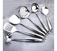 ZHCHAO Juego de herramientas de cocina de acero inoxidable, espátula, mango resistente al calor, cuchara de sopa, antiadherente, pala de cocina especial