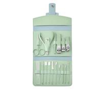 ZHCHAO Matcha - Juego de 16 tijeras de uñas de acero inoxidable verde matcha, alicates, herramientas de reparación de uñas y pies