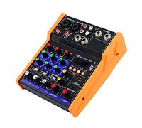 ZHCHAO - Mezclador de audio de 4 canales, consola de DJ de mezcla de rendimiento portátil para grabación de PC, canto, webcast, fiesta, consola de DJ