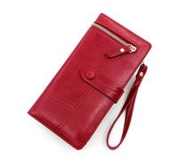 ZHCHAO Monedero Largo con Cremallera y Hebilla for Mujer, Monedero multitarjeta de Gran Capacidad(Rosso)