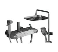 ZHCHAO - Pistola de ducha de lluvia para el hogar, baño de ducha gris, baño de temperatura constante, juego de secado de flores, baño con boquilla