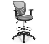 ZHCHAO Silla de oficina de malla con reposabrazos y pie ajustables, color gris