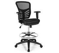 ZHCHAO Silla de oficina de malla con reposabrazos y pie ajustables, color negro
