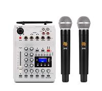 ZHCHAO Tarjeta de sonido mezcladora consola DJ portátil con micrófono inalámbrico Uhf 2 canales para la red PC en el hogar