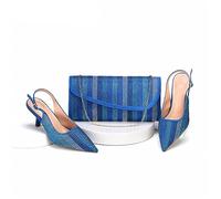 ZHCHAO Zapatos mujer sandalias stiletto puntiagudas bolso strass color con conjunto(43)