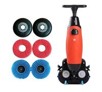 ZHDANB fregadora de Suelos, fregadora autopropulsada, Ancho de Limpieza 17", cepillos Dobles, Cabezal Giratorio 360°, fregadora y abrillantadora, para Uso doméstico, Oficina, hotelero Red-6PieceSet