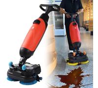 ZHDANB fregadora Manual, fregadora autopropulsada, Ancho de Limpieza 17", cepillos Dobles, Cabezal Giratorio 360°, fregadora y abrillantadora, para Uso doméstico, Oficina, hotelero Red-Standard