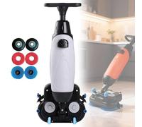 ZHDANB máquina fregadora, fregadora compacta, Ancho de Limpieza 17", cepillos Dobles, Cabezal Giratorio 360°, fregadora y abrillantadora, para Uso doméstico, Oficina, hotelero White-6PieceSet