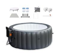 ZHDANB SPA Hinchable, hidromasaje Hinchable, Temp. máx. 40°C/104°F, Airflow 130 boquillas, 2-3 Personas, SPA Hinchable con Tapa, para Patio, jardín y áreas Exteriores 2-3people-100V