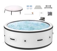 ZHDANB SPA Hinchable, hidromasaje Hinchable, Temp. máx. 40°C/104°F, Airflow 150 boquillas, 4-6 Personas, SPA Hinchable para Exterior, para Patio, jardín y áreas Exteriores 4-6people-220V