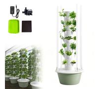 ZHDANB Torre de Cultivo hidropónico Vertical, 7Niveles 28Plantas, Depósito Agua 30L Temporizador Inteligente, Cultivo hidropónico en Interior con Torre, para verdura,Fruta Green-IndoorWithLEDLight