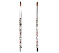 Zhdbchyuu 2 Pincel de Uñas de Acrílico Kolinsky Sable con Cepillo de Arte de Uñas de Brillo Líquido para Herramienta de Arte de Uñas 10