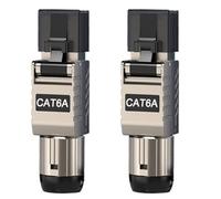 Zhdbchyuu 2 Uds. Conectores de Cable Ethernet RJ45 Cat6A RJ45, Conector de Terminación Fácil Sin Herramientas de Metal, Cable LAN 2000MHz 40G 22AWG - 24AWG