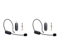 Zhdbchyuu 2X 2 En 1 Micrófono Inalámbrico UHF de Mano Amplificador de Volumen de Micrófono de Uso Profesional para La Cabeza para La Enseñanza del Habla