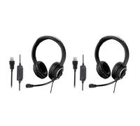 Zhdbchyuu 2X Auriculares USB con Cable para Centro de Llamadas, Auriculares con Micrófono, Auriculares Supraaurales con Cancelación de Ruido para Juegos, para Ordenador, PC y Portátil