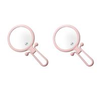 Zhdbchyuu 2X Lupa de Mano 10X, Espejo de Maquillaje Plegable de Doble Cara, Espejo de Mano PortáTil con Manejar Ajustable (Rosa)