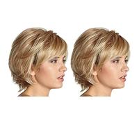 Zhdbchyuu 2X Peluca SintÉtica de Onduladas Completo de Mullido de Rubia Reflejos